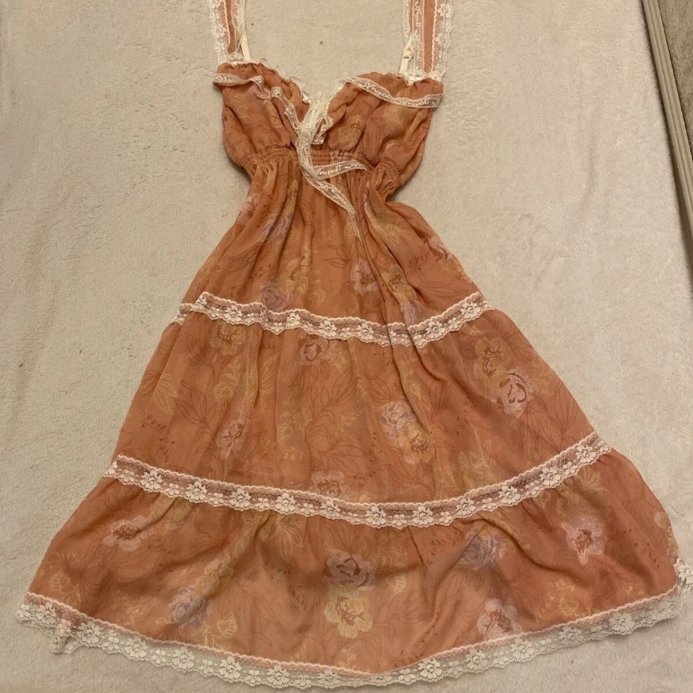 Victoria's Secret Orange Floral Babydoll with White Lace - Picture 11 of 11